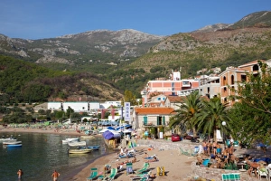 Budva Bay Prints: Beach, Milocer, Budva Bay, The Budva Riviera, Montenegro, Europe