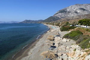 Samos Prints: Beach and Mount Kerketeas, Kambos, Samos, Aegean Islands, Greece