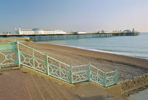 Stair Prints: Beach and Palace pier, Brighton, East Sussex, England, UK, Europe