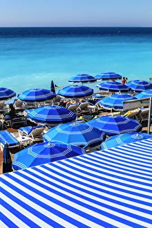 Vacations Prints: Beach parasols, Nice, Alpes Maritimes