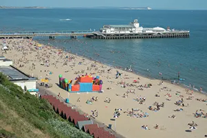 Piers Prints: The beach and pier at Bournemouth, Dorset, England, United Kingdom, Europe