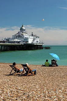 Vacations Prints: Beach and pier, Eastbourne, East Sussex, England, United Kingdom, Europe