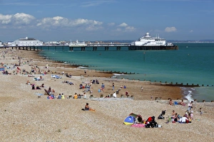Cultures Prints: Beach and pier, Eastbourne, East Sussex, England, United Kingdom, Europe