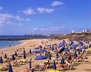 Canaries Prints: Beach at Playa Banca, Lanzarote, Canary Islands, Spain, Atlantic, Europe