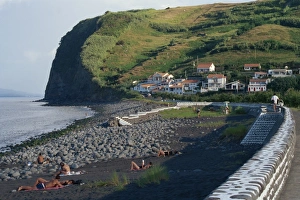 Black Sand Prints: Beach at Praia do Almoxarife, Faial, Azores, Portugal, Atlantic, Europe