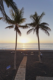 La Palma Prints: Beach of Puerto Naos at sunset, La Palma, Canary Islands, Spain, Atlantic, Europe