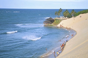 Rio Grande Do Norte Prints: Beach, sand dunes and Bar 21, Genipabu, Natal, Rio Grande do Norte state
