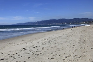 Santa Monica Prints: Beach, Santa Monica, Malibu Mountains, Los Angeles, California, United States of America