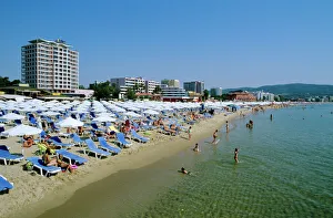 Bulgaria Prints: Beach scene, Sunny Beach, Black Sea coast, Bulgaria, Europe