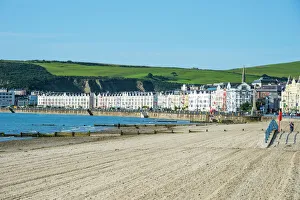 Beach on the seafront of Douglas, Isle of Man, crown dependency of the United Kingdom