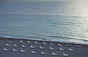 South Beach Prints: Empty beach, South Beach, Miami Beach, Florida, United States of America, North America