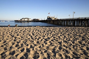 Santa Barbara Prints: Beach and Stearns Wharf, Santa Barbara