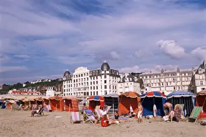Trouville Prints: Beach tents on the beach, Trouville, Basse Normandie (Normandy), France, Europe