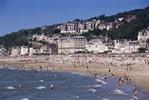 Trouville Prints: The beach, Trouville, Basse Normandie (Normandy), France, Europe