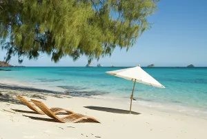 Umbrella Prints: Beach, Tsarabanjina island, Mitsio archipelago, Republic of Madagascar, Indian Ocean