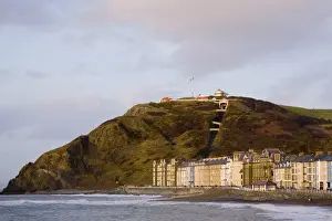 Railway Prints: Beach, Victorian seafront buildings and electric cliff