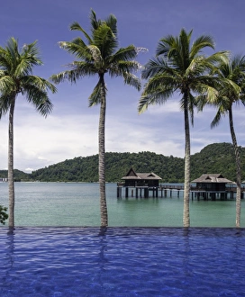 Beach and villas at the luxury resort and spa of Pangkor Laut, Malaysia, Southeast Asia