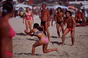 Portraits Prints: Beach Volleyball, Copacabana beach, Rio de Janeiro, Brazil, South America