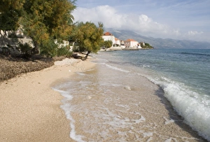 Beach and waves at Orebic, Dalmation Coast, Croatia, Adriatic, Europe