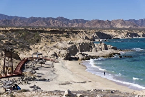Baja California Prints: Beach and whale watch tower, Cabo Pulmo, UNESCO World Heritage Site, Baja California