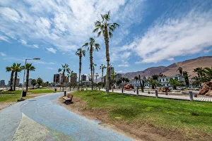 Sidewalk Prints: Beachfront of Iquique, Atacama desert, Chile, South America