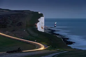 Light Trail Prints: Beachy Head Lighthouse and Beachy Head at night