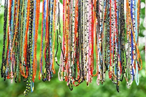 Necklace Prints: Beaded necklaces for sale, Zanzibar, Tanzania, East Africa, Africa