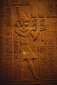 Reliefs Prints: Bearer brings flowers to perfumery, relief on Chamber of Appearances, Temple of Hathor