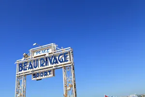 French Culture Gallery: Beau Rivage beach sign, Nice, Alpes Maritimes, Provence, Cote d Azur, French Riviera, France, Europe