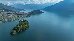 Parks Prints: Beautiful aerial view of Comacina island in Lake Como showcasing nature and water activities