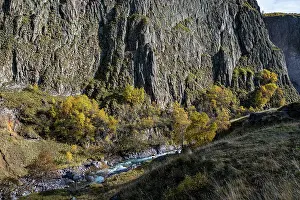 Season Prints: Beautiful autumn colors and rocky cliffs in a valley near Mount Elbrus in Kabardino-Balkaria