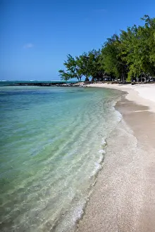 Relax Prints: Beautiful beach and calm, clear water at Ile aux Cerfs on the exotic island of Mauritius in the Indian Ocean