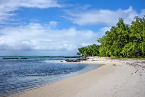 Lagoon Prints: The beautiful beach at Ile aux Cerfs on the exotic island of Mauritius in the Indian Ocean