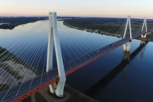 Beautifully Prints: Beautiful bridge over the river. The bridge on the cables is road