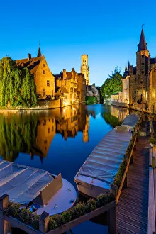 Belfry Of Bruges Prints: The beautiful buildings of Bruges reflected in the still waters of the canal, UNESCO