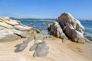 Corsica Prints: Beautiful eroded rocks at Plage de San Giovanni, Corsica, France, Mediterranean, Europe