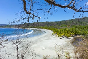 Beautiful palm fringed white sand Playa Carrillo, Carrillo, near Samara, Guanacaste Province, Nicoya Peninsula, Costa Rica, Central America