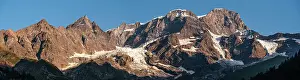 Rugged Terrain Prints: Beautiful panorama of the Monte Rosa massif South side summits at sunset