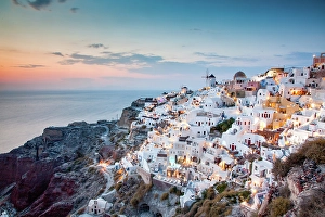 Terraces Prints: Beautiful Santorini island, Cyclades, Greek Islands, Greeece
