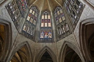 Stereotypically French Prints: The beautiful stained glass above the choir in the Abbaye de la Trinite