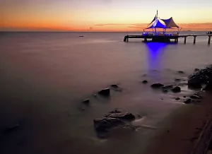 Nighttime Prints: Beautiful sunset view over the water near Coco de Mer hotel in Praslin