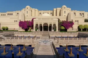 Guest Prints: Beautiful view of Oberoi Amarvilas Hotel in Agra with water features