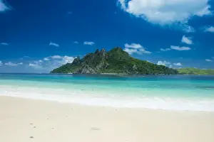Beautiful white sand beach on Monuriki (Cast Away Island), Mamanuca Islands, Fiji