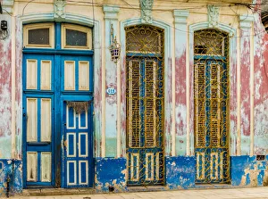 Shutter Prints: A beautifully aged colourful building in Havana, Cuba, West Indies, Caribbean, Central