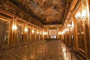 Lamp Prints: A beautifully ornate room in Palazzo Medici Riccardi, Florence, Tuscany, Italy, Europe