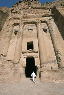 Rock Hewn Prints: Bedouin man entering Urn Tomb