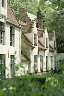 Brugge Prints: Beguine houses, Begijnhof (Beguinage), Bruges (Brugge), Belgium, Europe