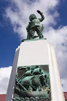 Craft Market Prints: Belain d Esnambuc statue, Craft Market in La Savane Park, Fort-de-France