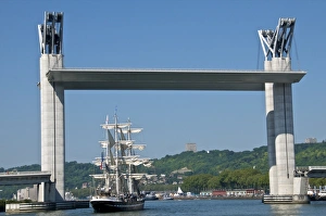 Rouen Prints: The Belem Sail boat, at Rouen, on the Seine river, under the Flaubert bridge