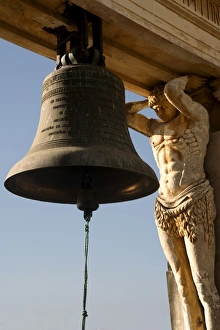 Leon Prints: Bell and carving, cathedral, Leon, Nicaragua, Central America